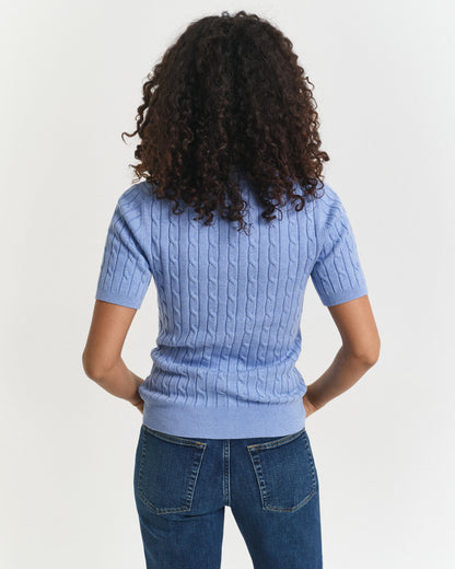 Stretch Cotton Cable Knit Sweater
