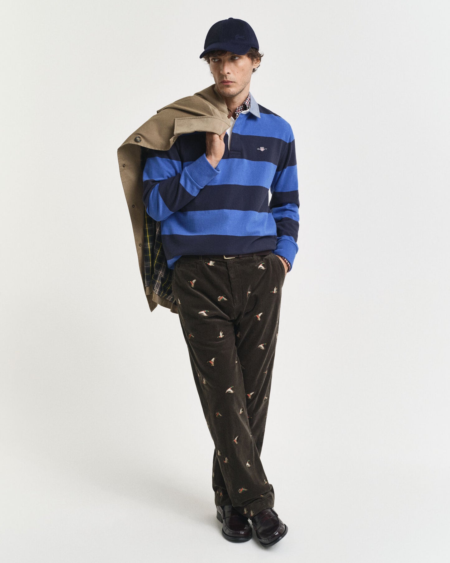 Chambray Collar Striped Heavy Rugger