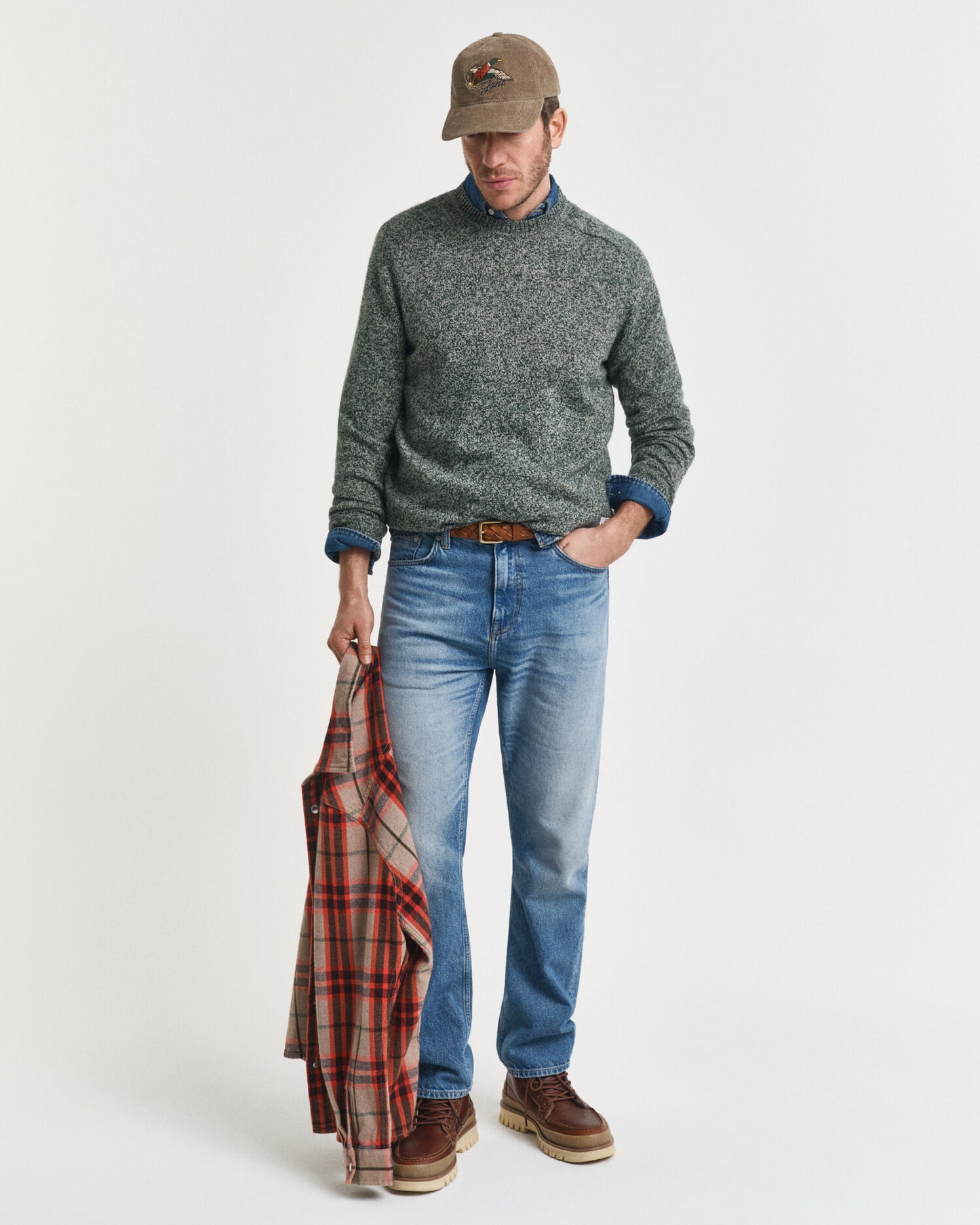 Wool Blend MoulineCrew Neck Sweater