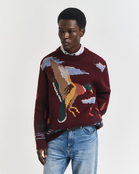 Bird Graphic Crew Neck Sweater