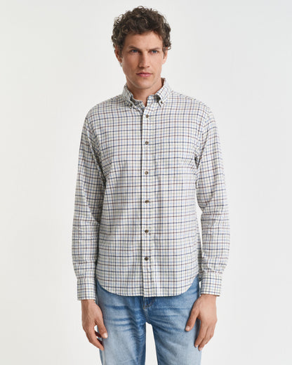Regular Fit Tattersall Checked Twill Shirt