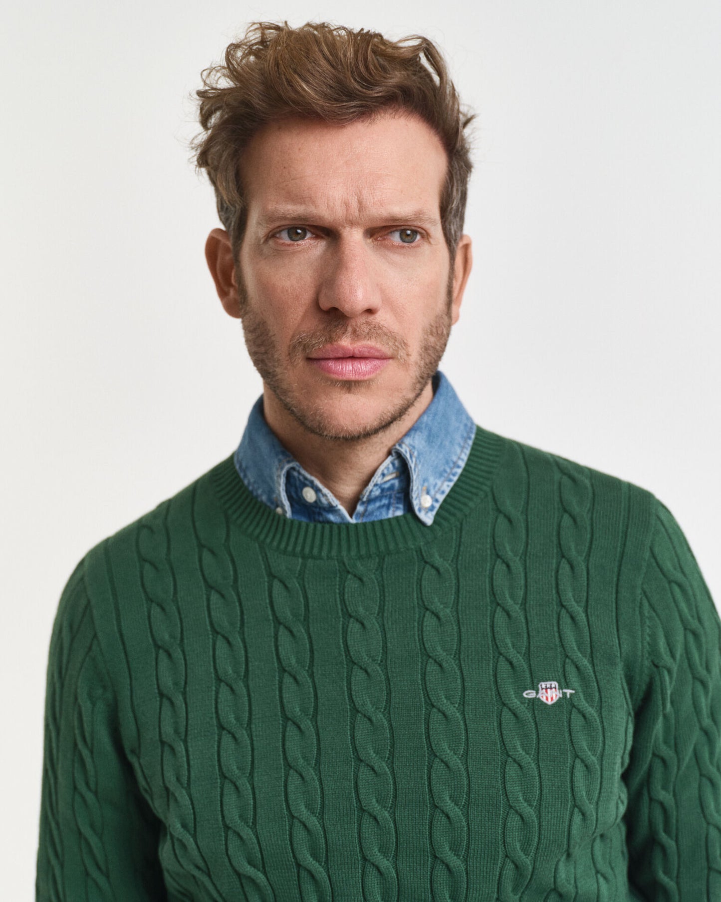 Cotton Cable Knit Crew Neck Sweater