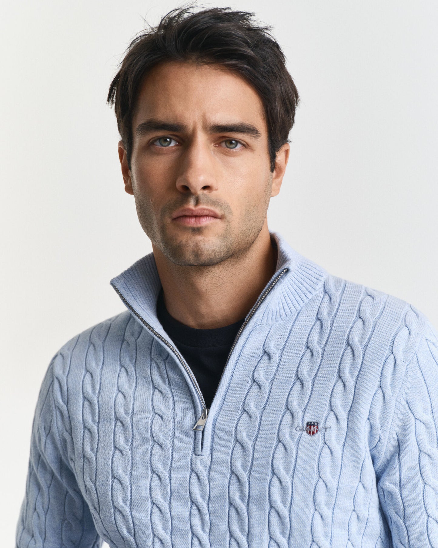 Cotton Cable Knit Half-Zip Sweater