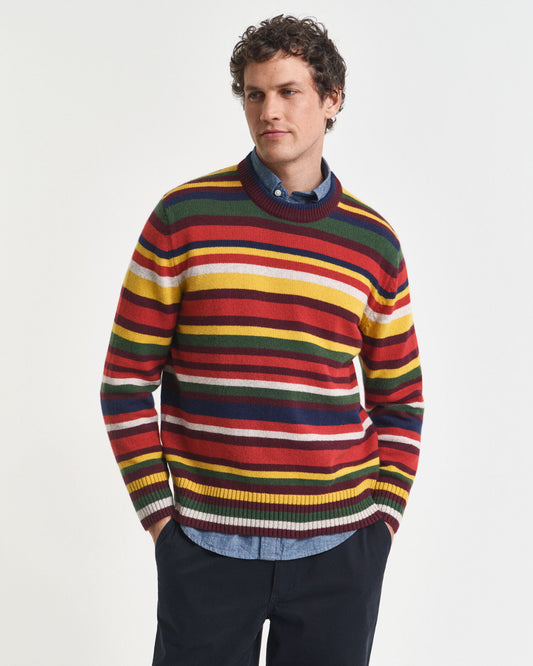 Multicolored Striped Crew Neck Sweater