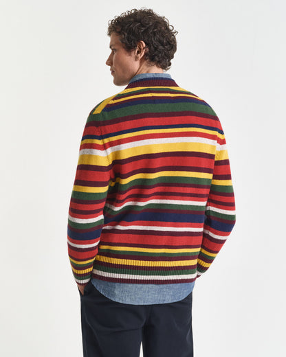 Multicolored Striped Crew Neck Sweater