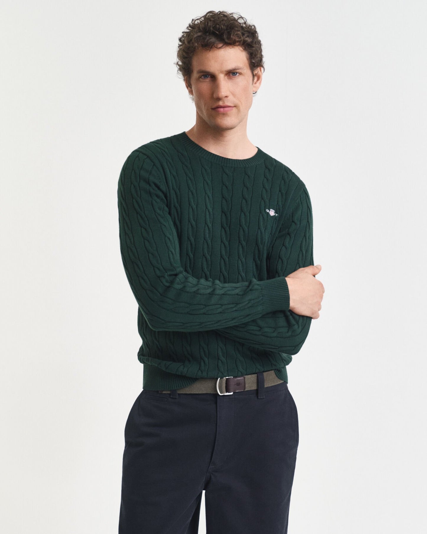 Cotton Cable Knit Crew Neck Sweater