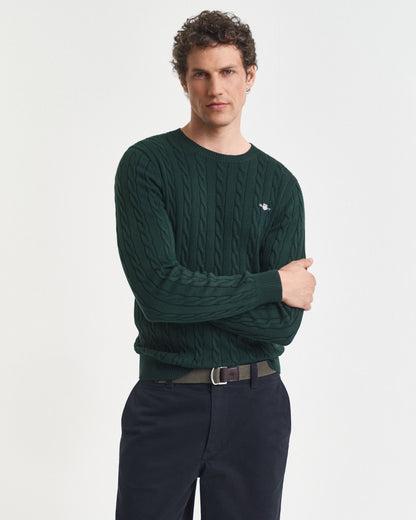 Cotton Cable Knit Crew Neck Sweater