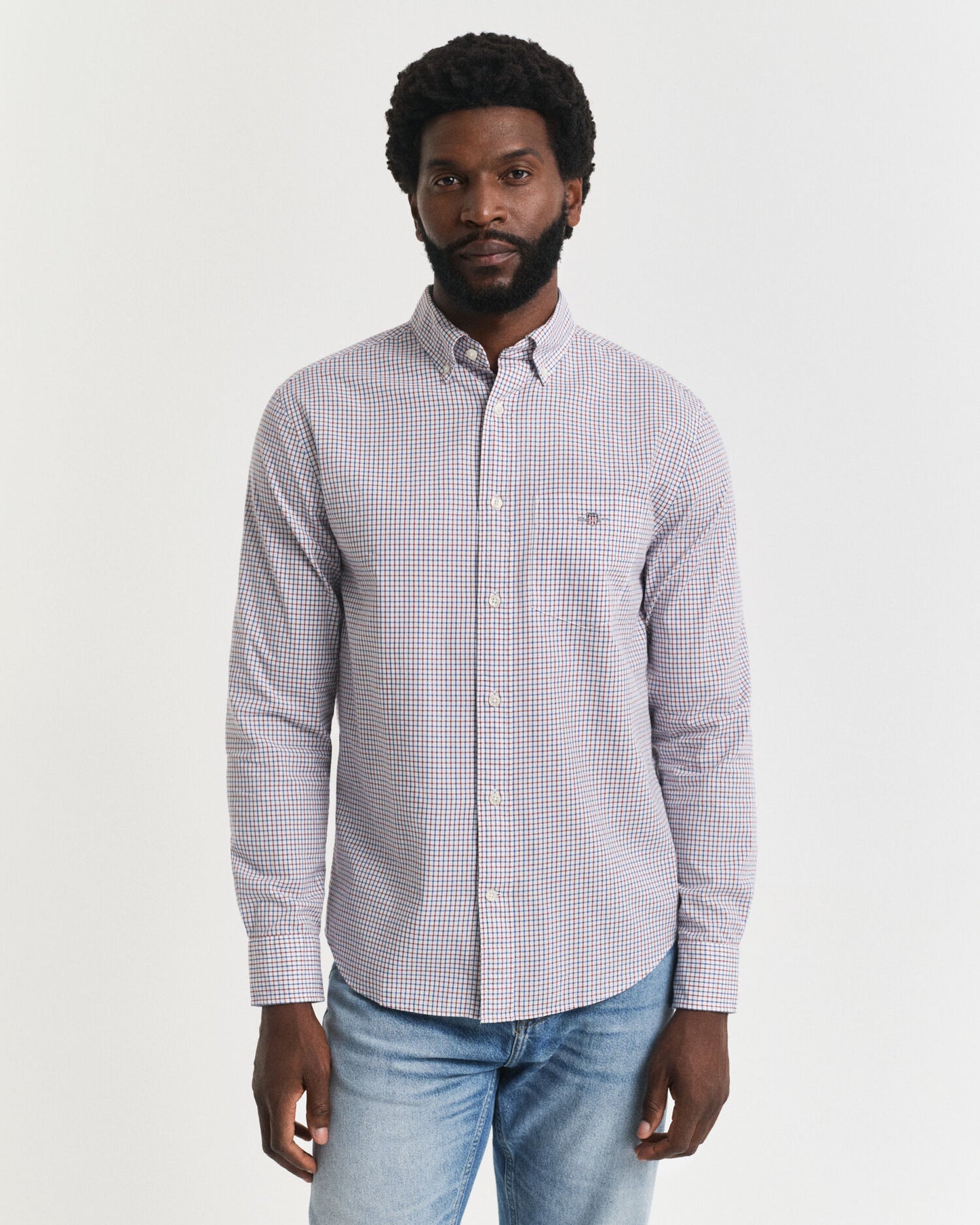 Regular Fit Micro Checked Classic Poplin Shirt