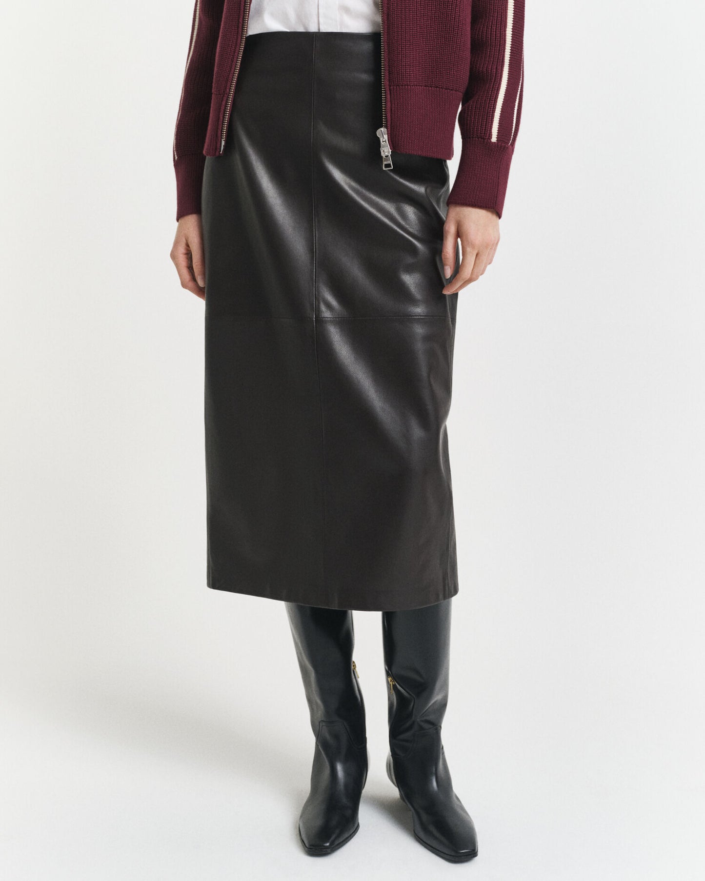 Leather Midi Pencil Skirt