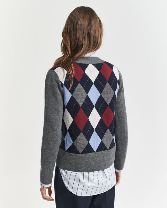 Argyle V-Neck Cardigan