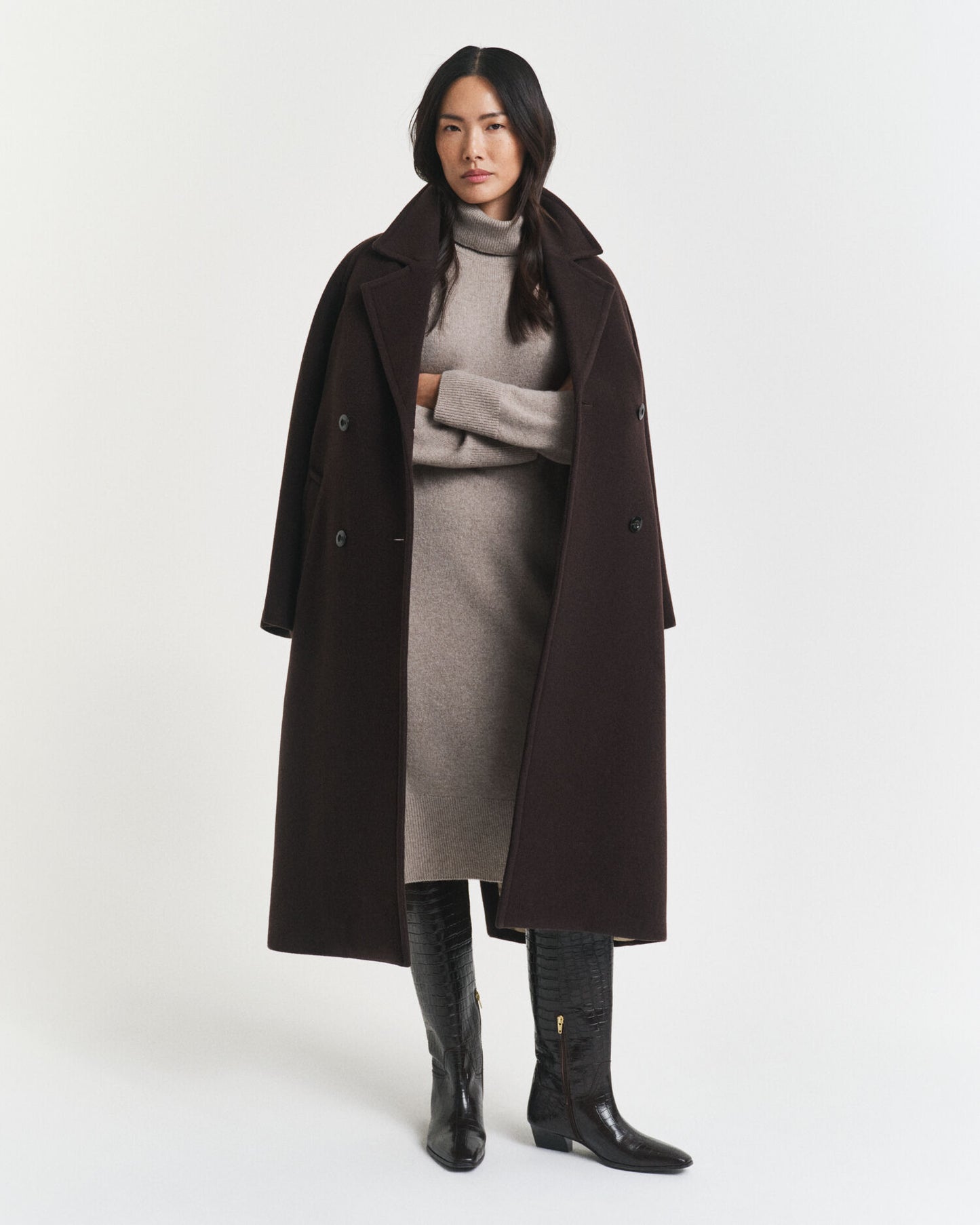 Knit Detail Turtleneck Dress