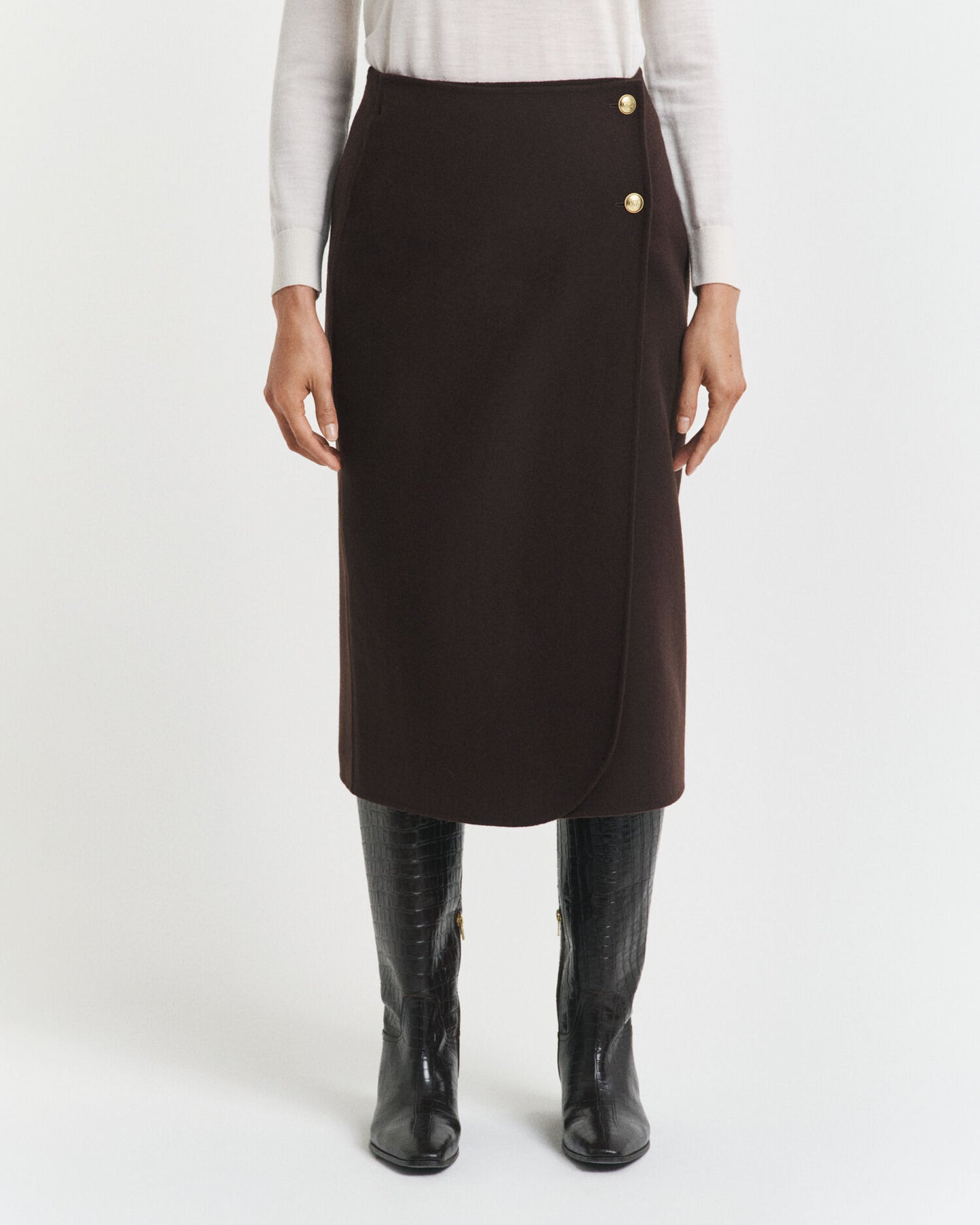 Midi Handstitched Wrap Skirt