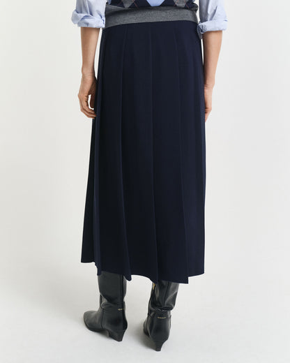 Wide Pleated Midi Skirt