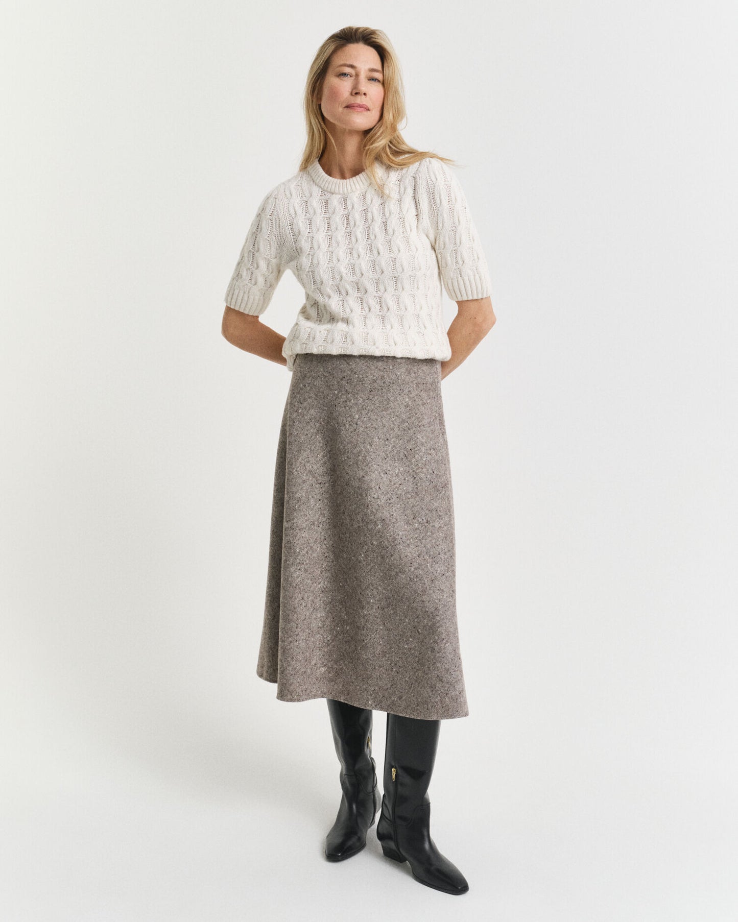 Flared Wool Midi Skirt