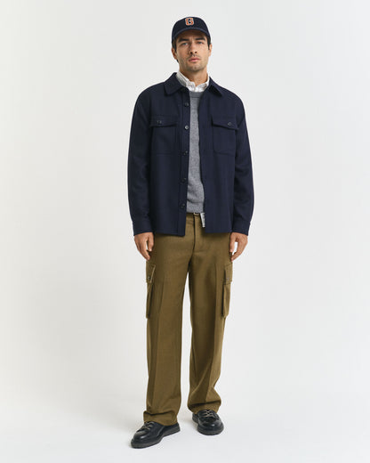 Relaxed Fit Wool Blend Cargo Pants