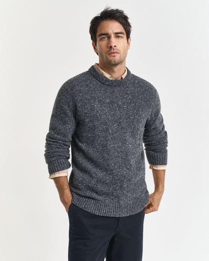 Wool Blend Nepps Crew Neck Sweater