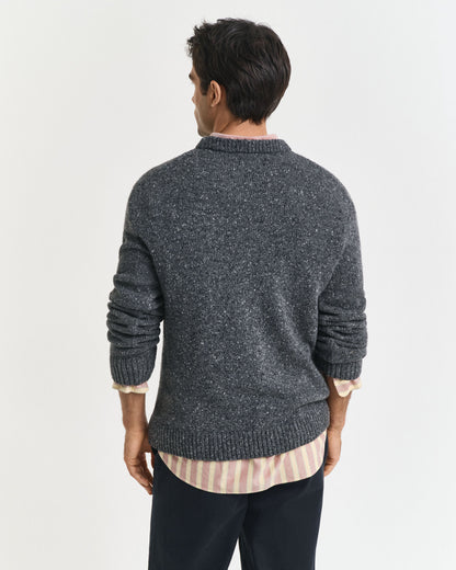 Wool Blend Nepps Crew Neck Sweater
