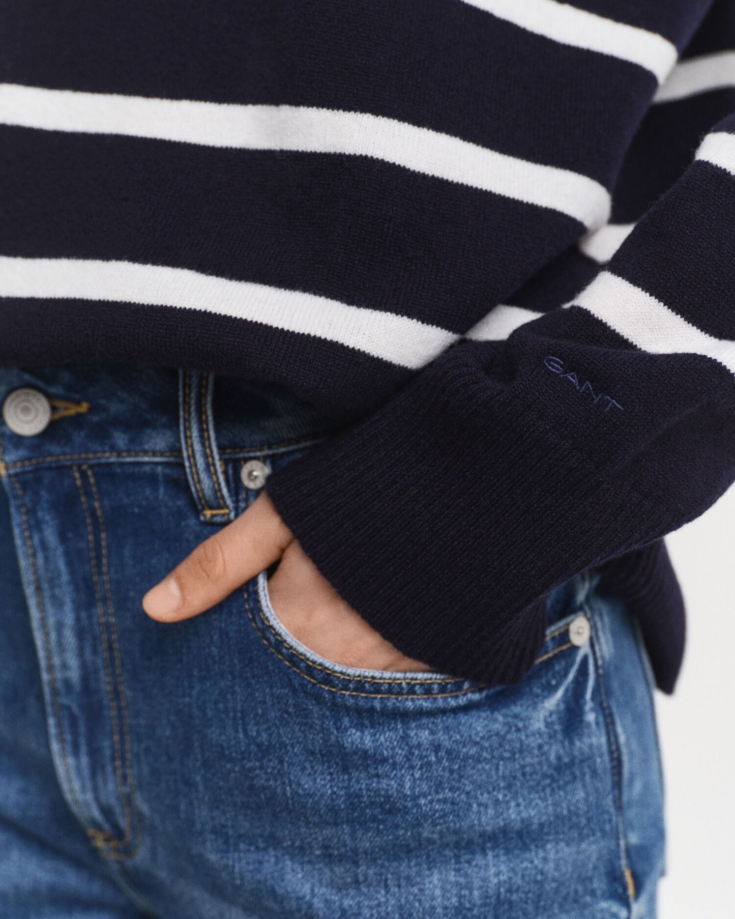Striped Superfine Lambswool Turtleneck Sweater