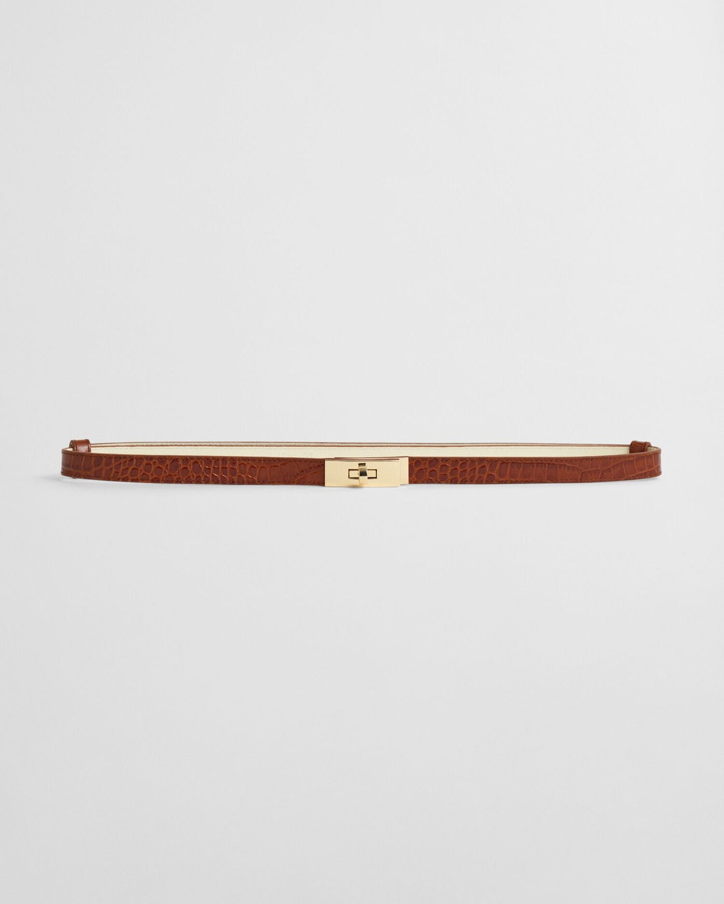 Turn-Lock Buckle Croc Effect Belt