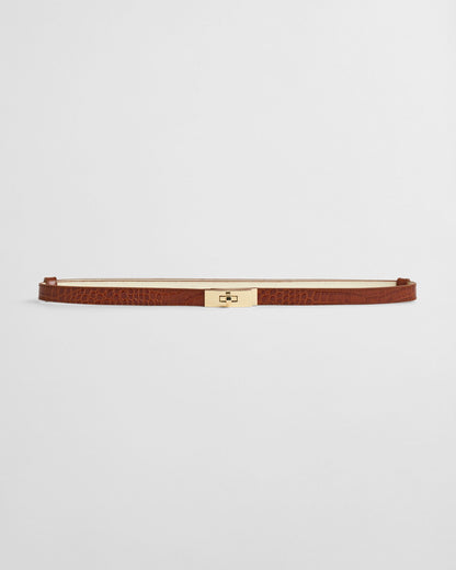 Turn-Lock Buckle Croc Effect Belt