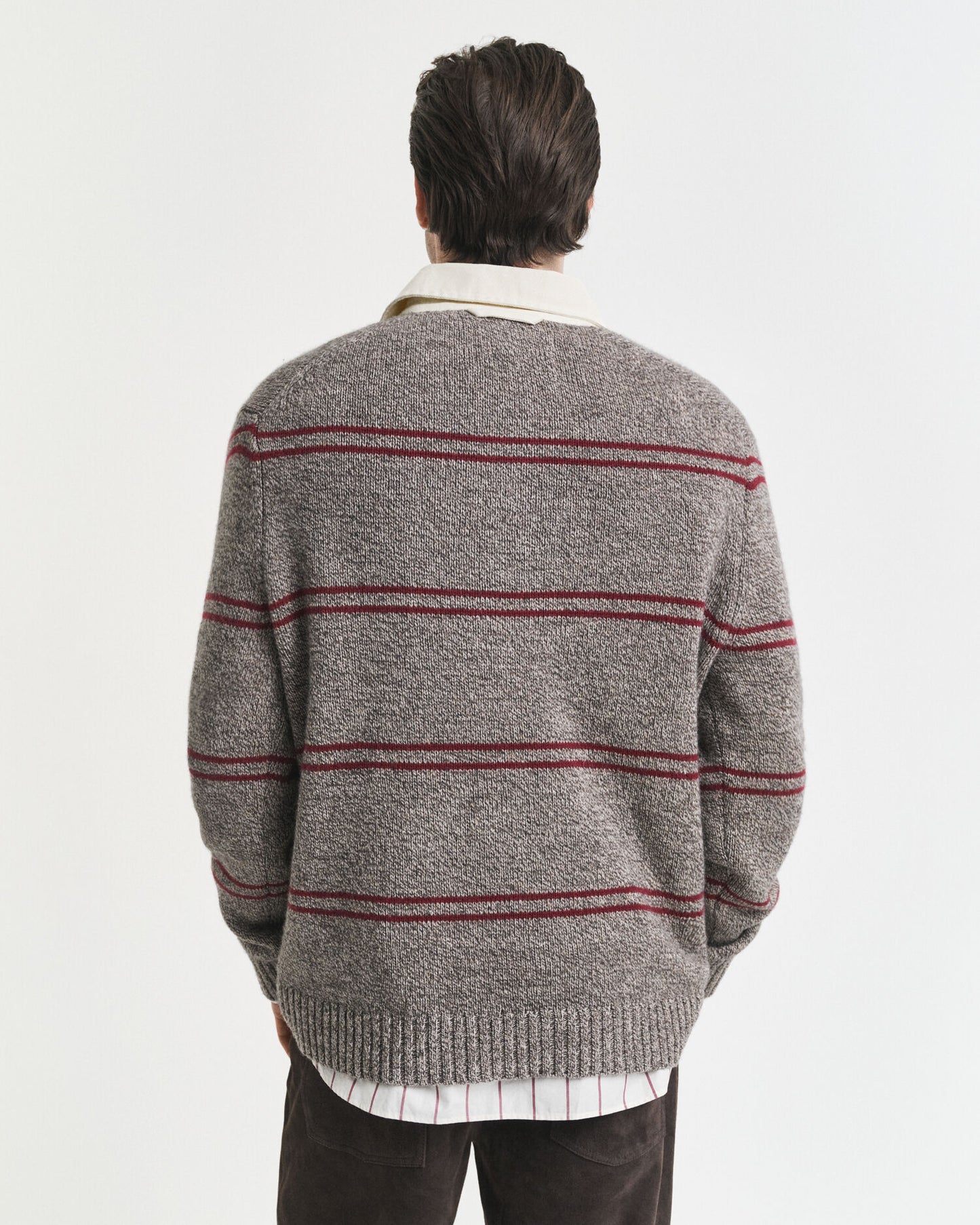 Striped Wool Blend Polo Sweater
