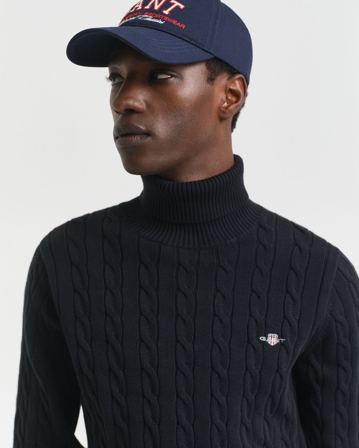 Cotton Cable Knit Turtleneck Sweater