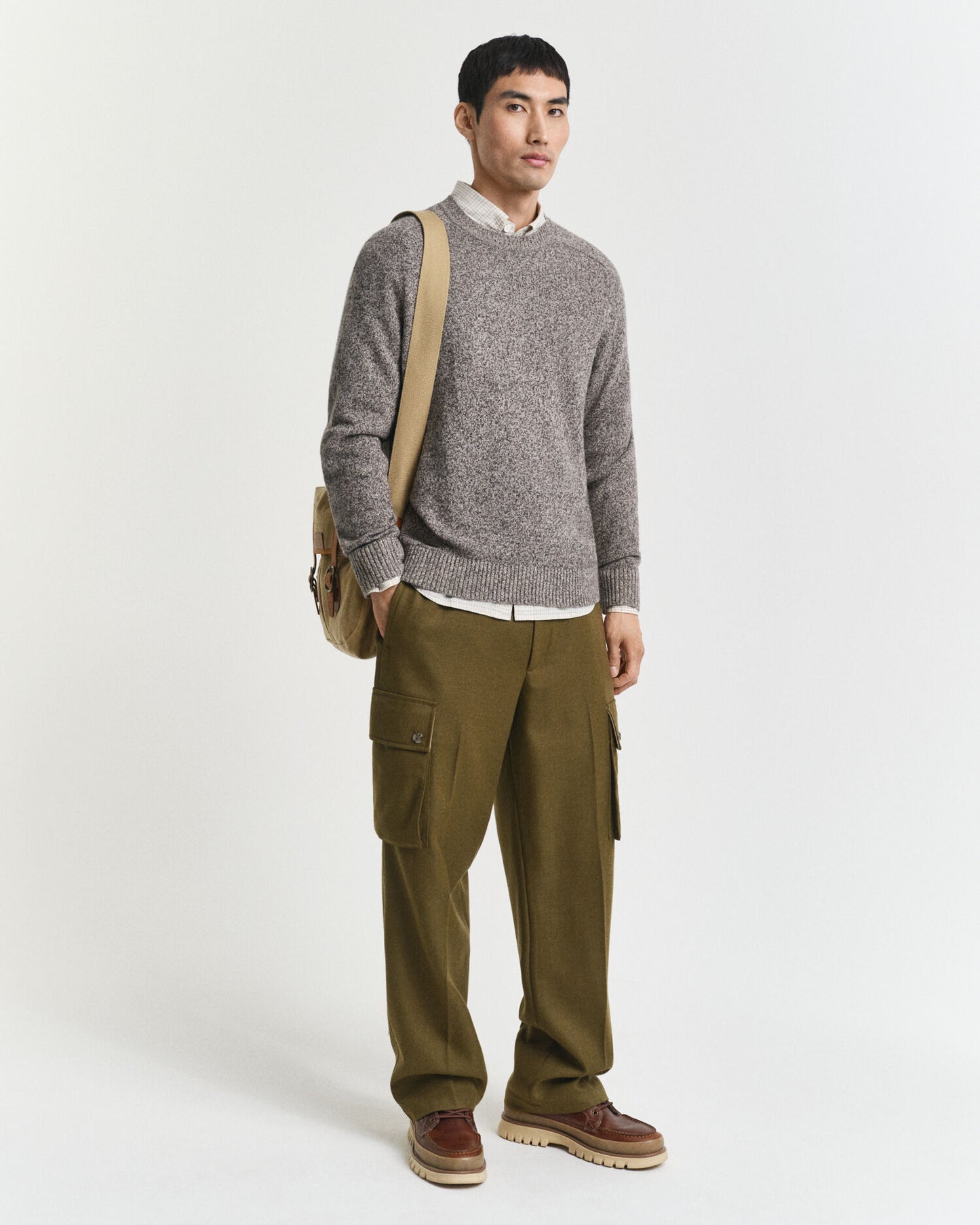 Wool Blend MoulineCrew Neck Sweater