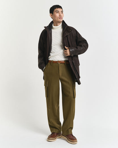 Cotton Cable Knit Turtleneck Sweater