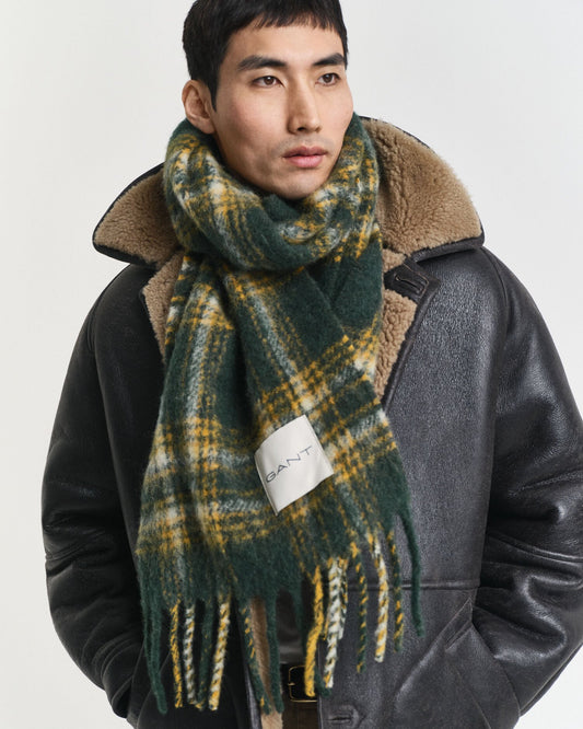 Checked Mohair Alpaca Blend Scarf