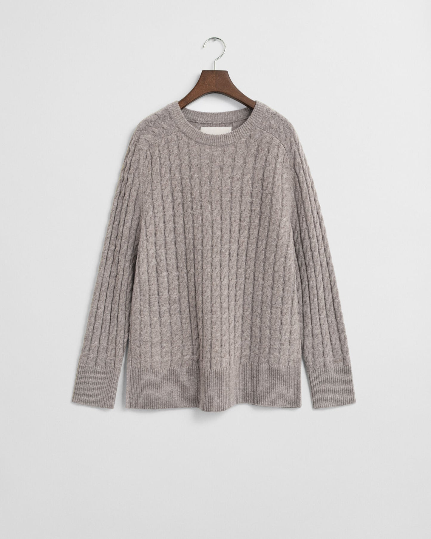 Wool Cable Knit Crew Neck Sweater